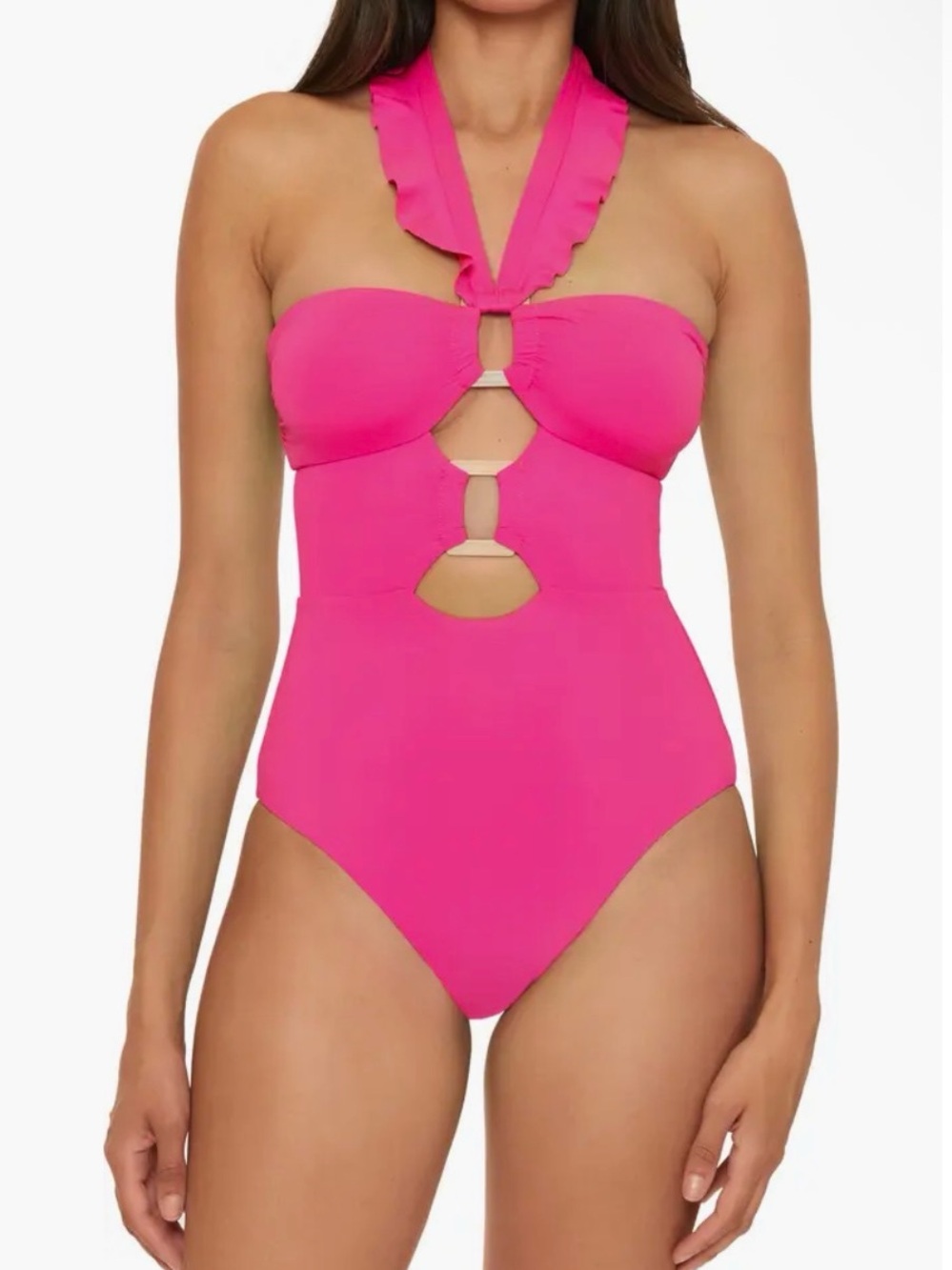 Hot Pink Halter One-Piece Swimsuit